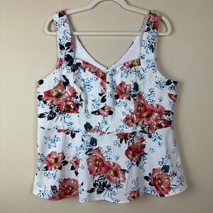 Torrid Floral Peplum‎ Blouse Top Size 1 Plus Retro Cottagecore Coquette Festival